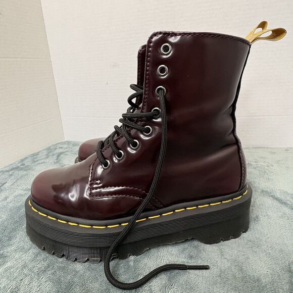 Dr. Martens Vegan Jadon II 8-Eye Synthetic Boot Cherry Red 6 US Women/5 US Men - Picture 4 of 13